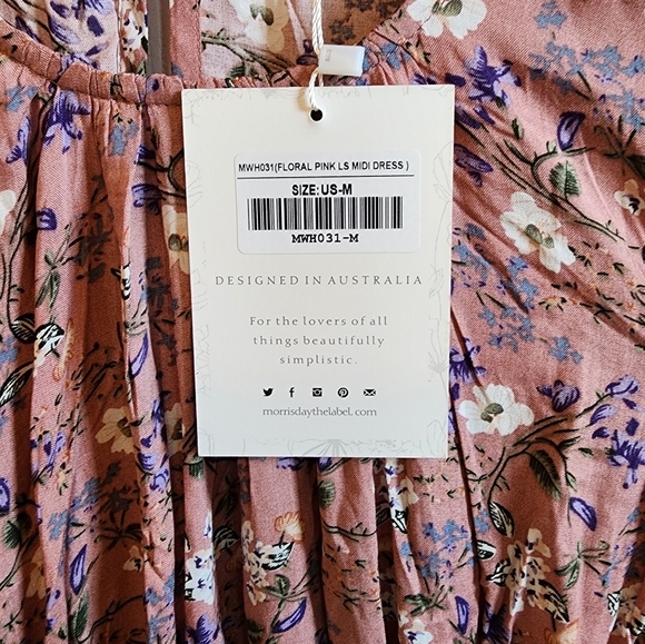 Midi Dusy Rose Dress with multi colored flowers 💐 - Picture 5 of 8